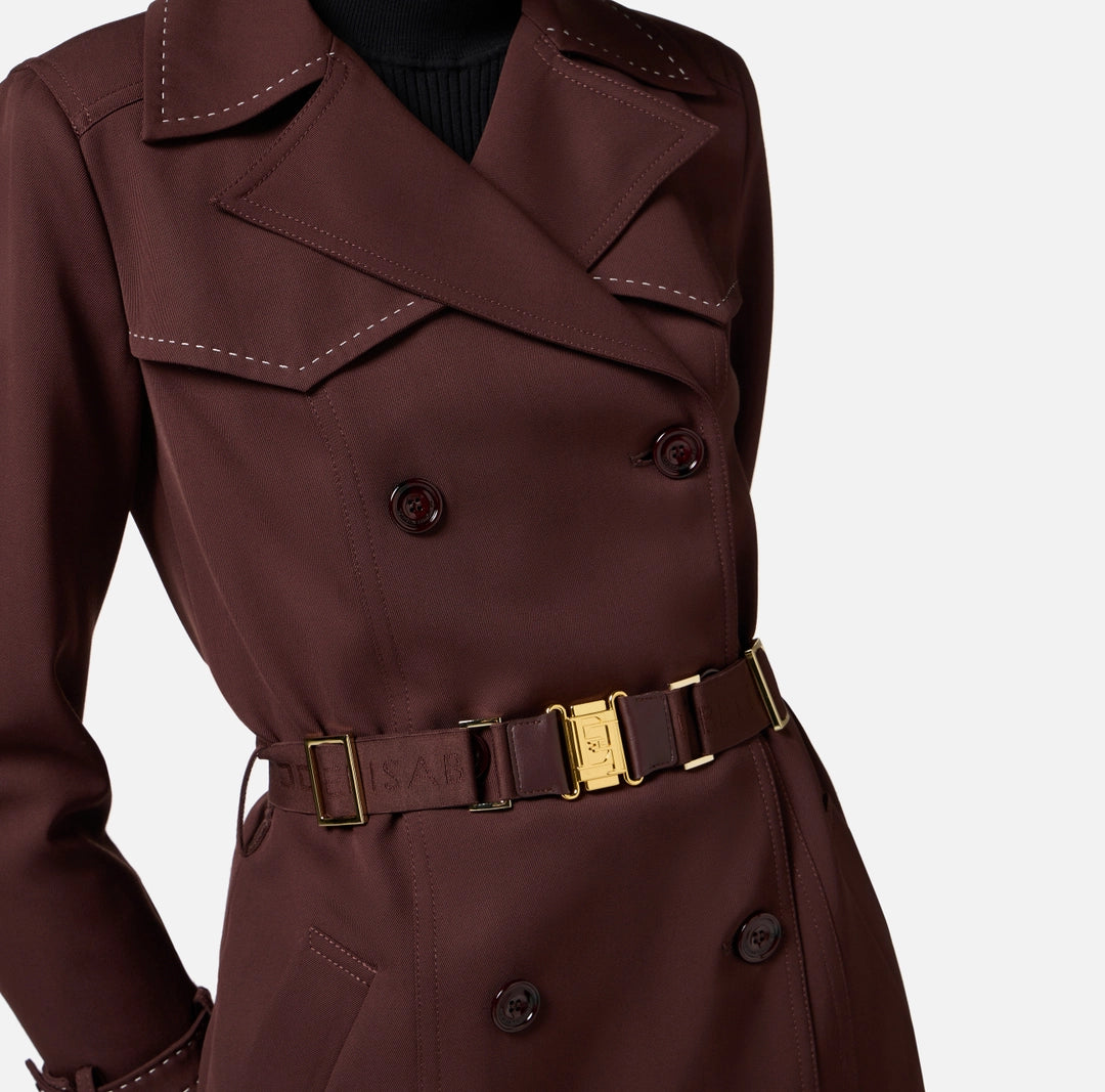 Cotton trench coat with topstitching