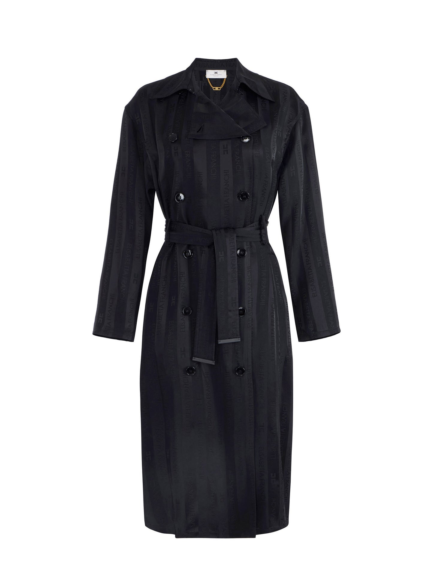 Satin trench coat with jacquard stripes