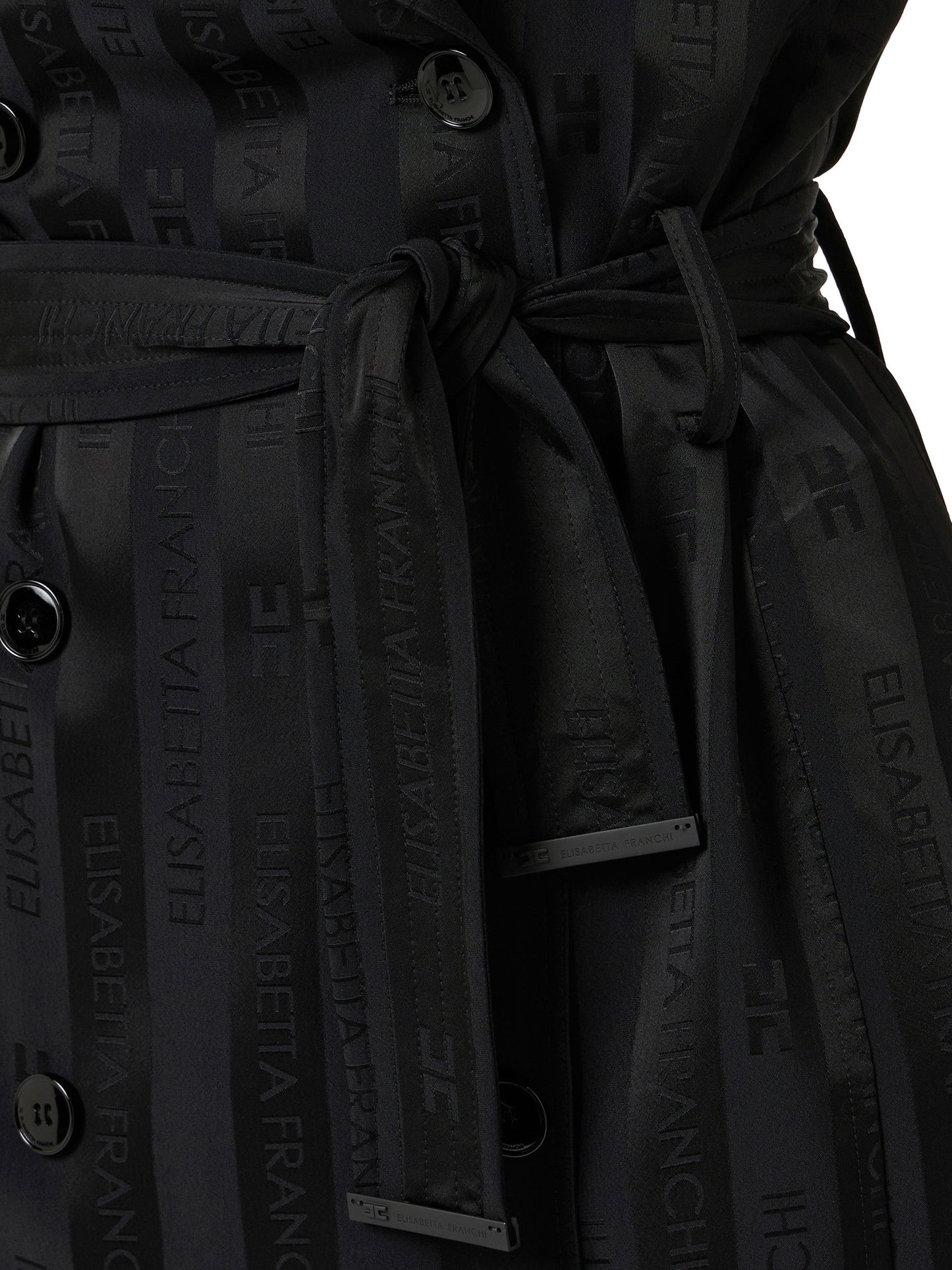 Satin trench coat with jacquard stripes