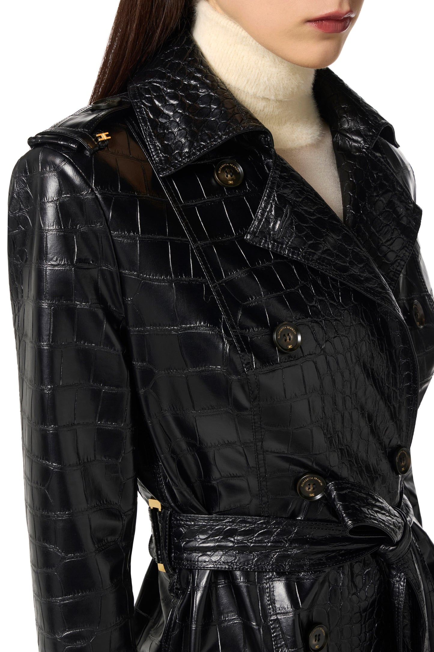 Trench coat with crocodile print