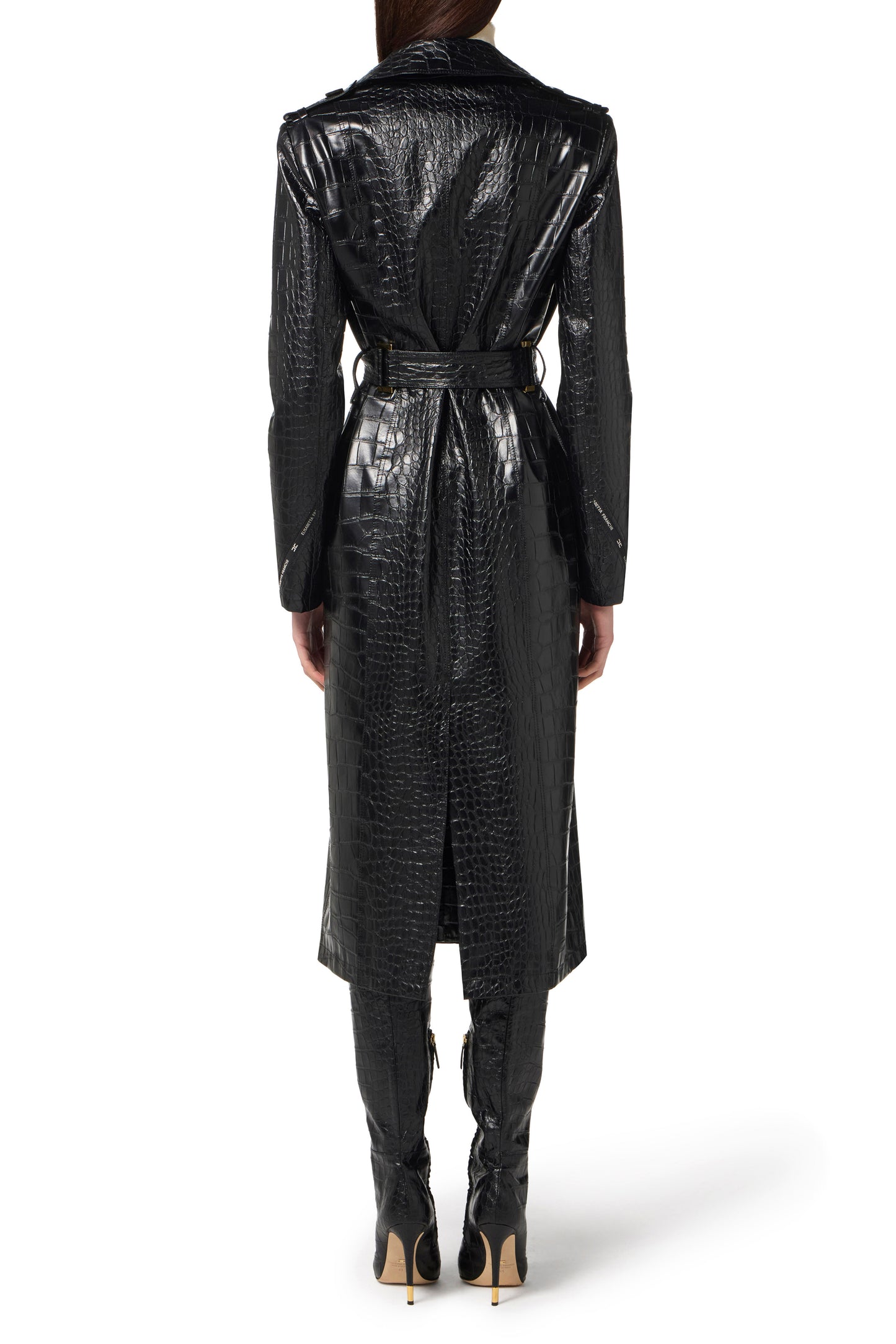 Trench coat with crocodile print