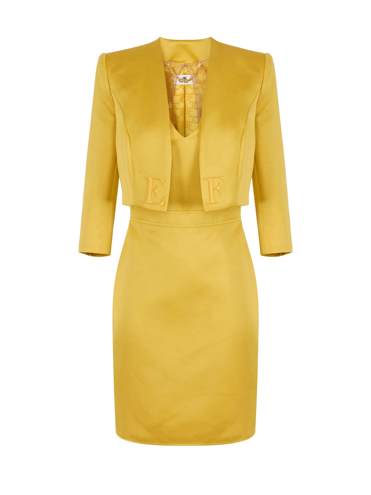 Dress in duchess satin and tulle with jacket