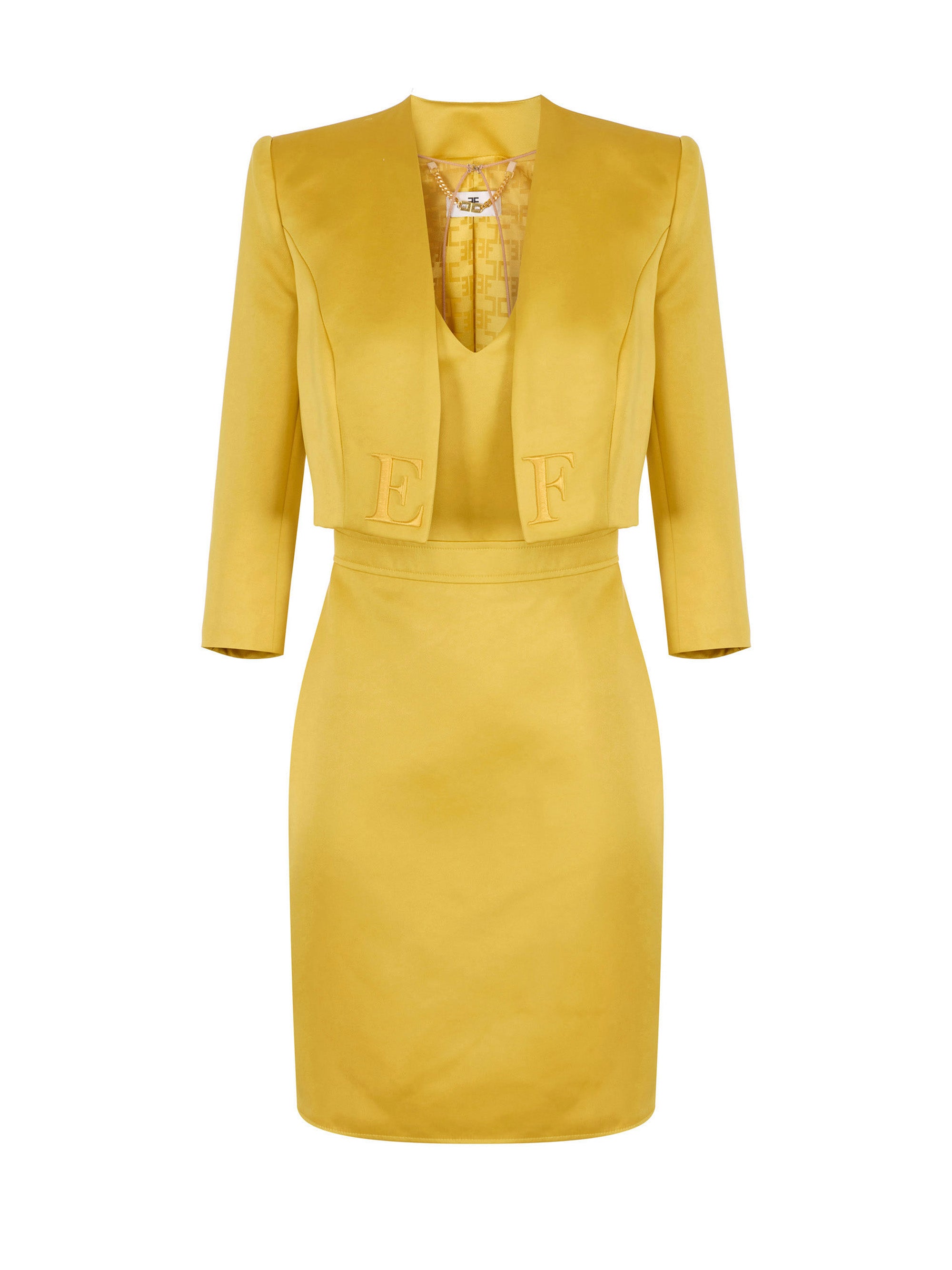 Dress in duchess satin and tulle with jacket