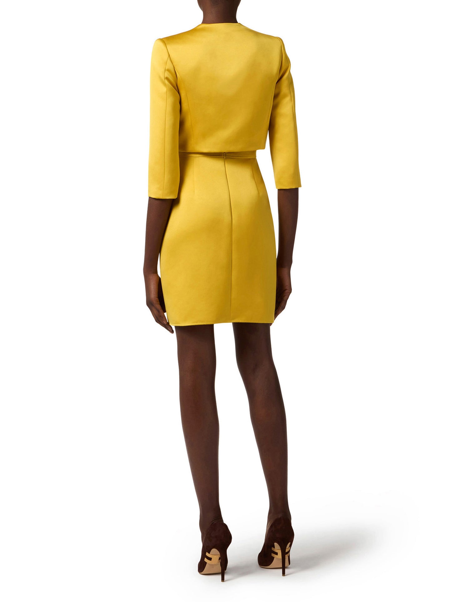 Dress in duchess satin and tulle with jacket