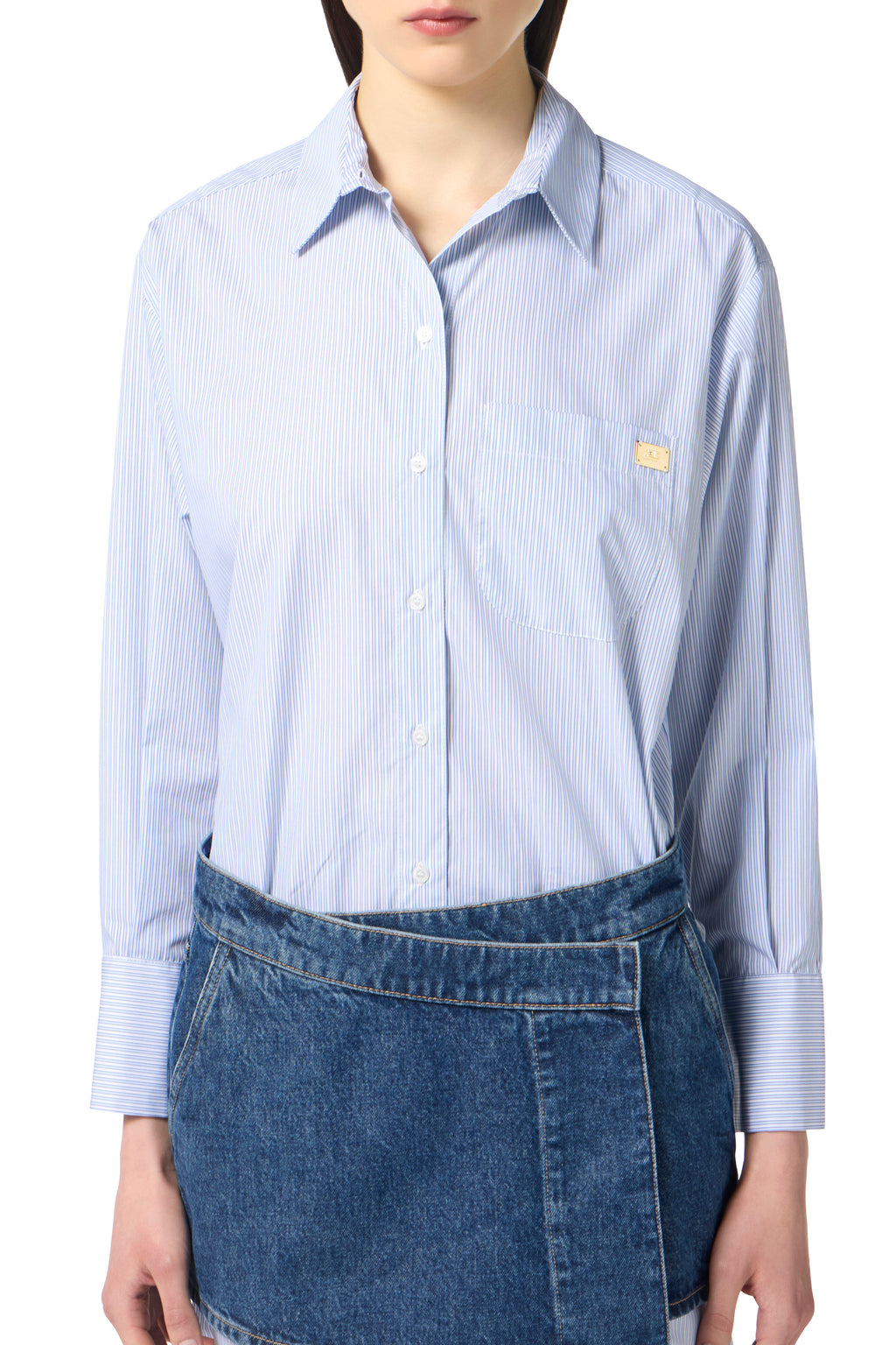 Cotton poplin and denim dress