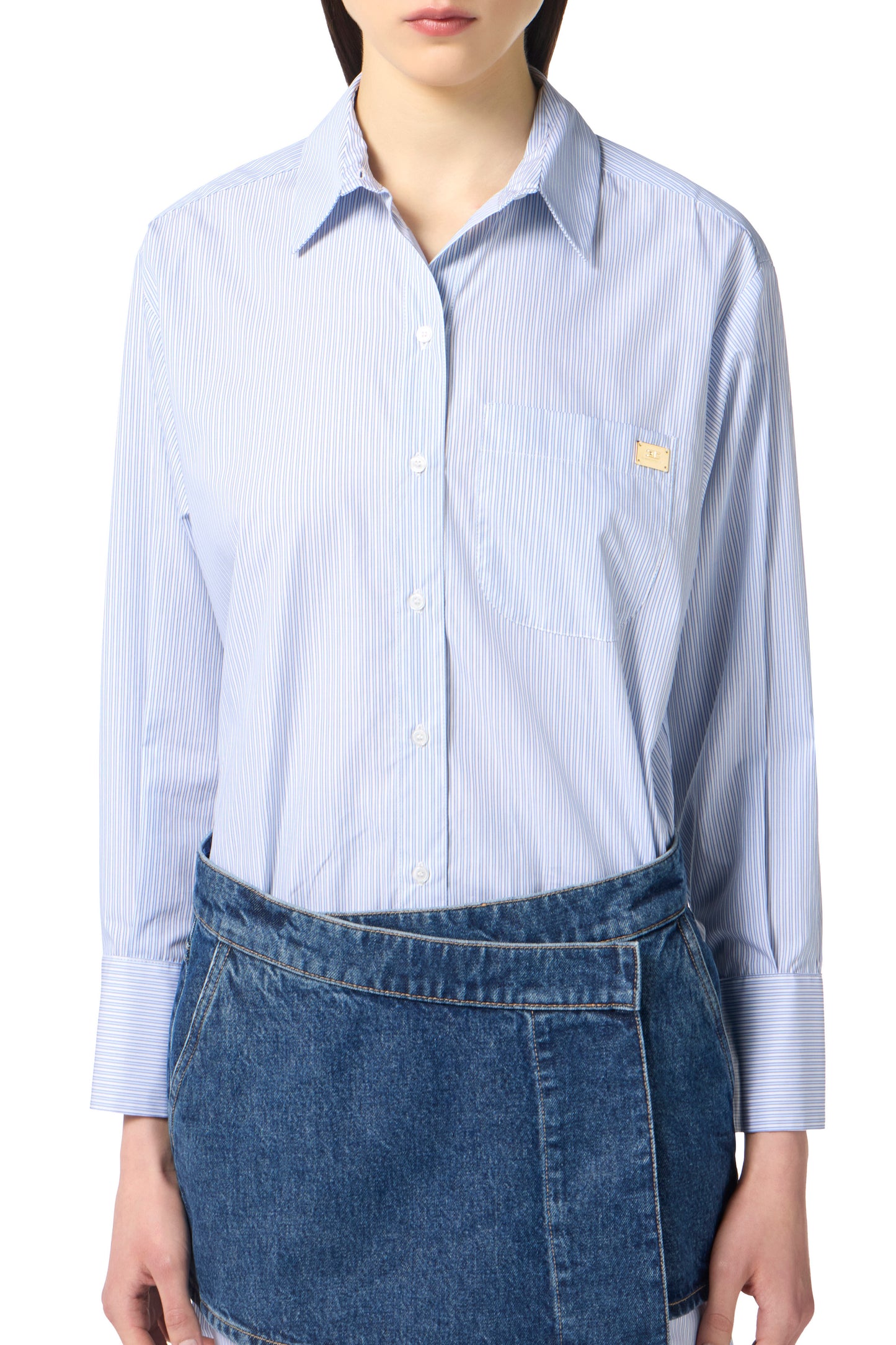Cotton poplin and denim dress