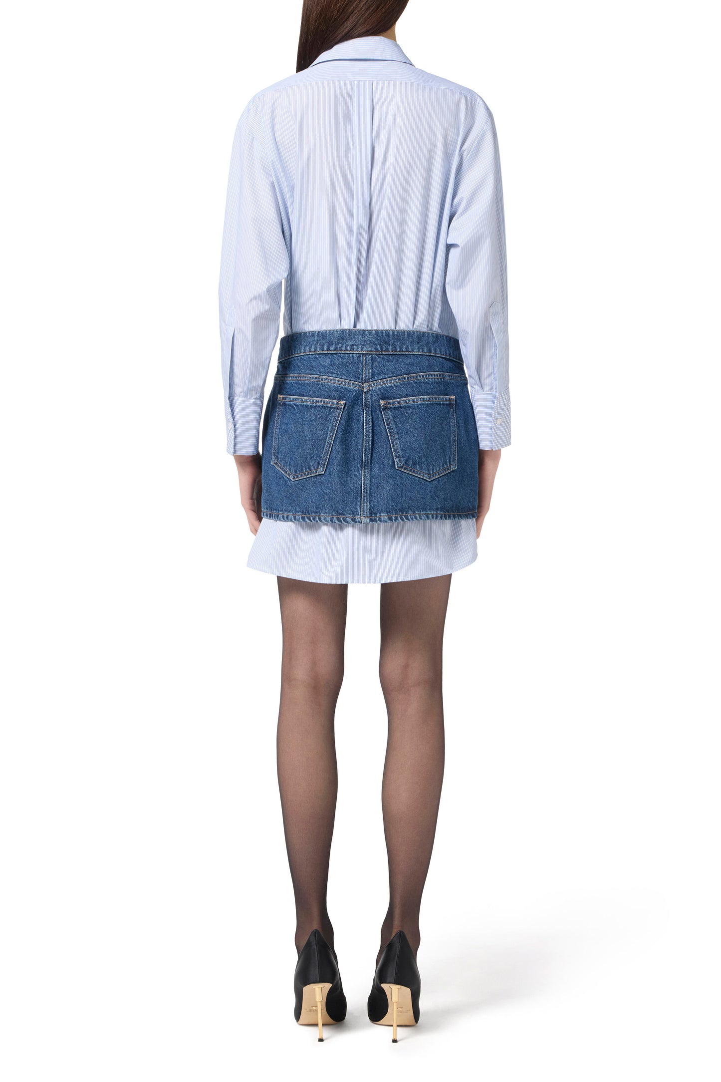 Cotton poplin and denim dress
