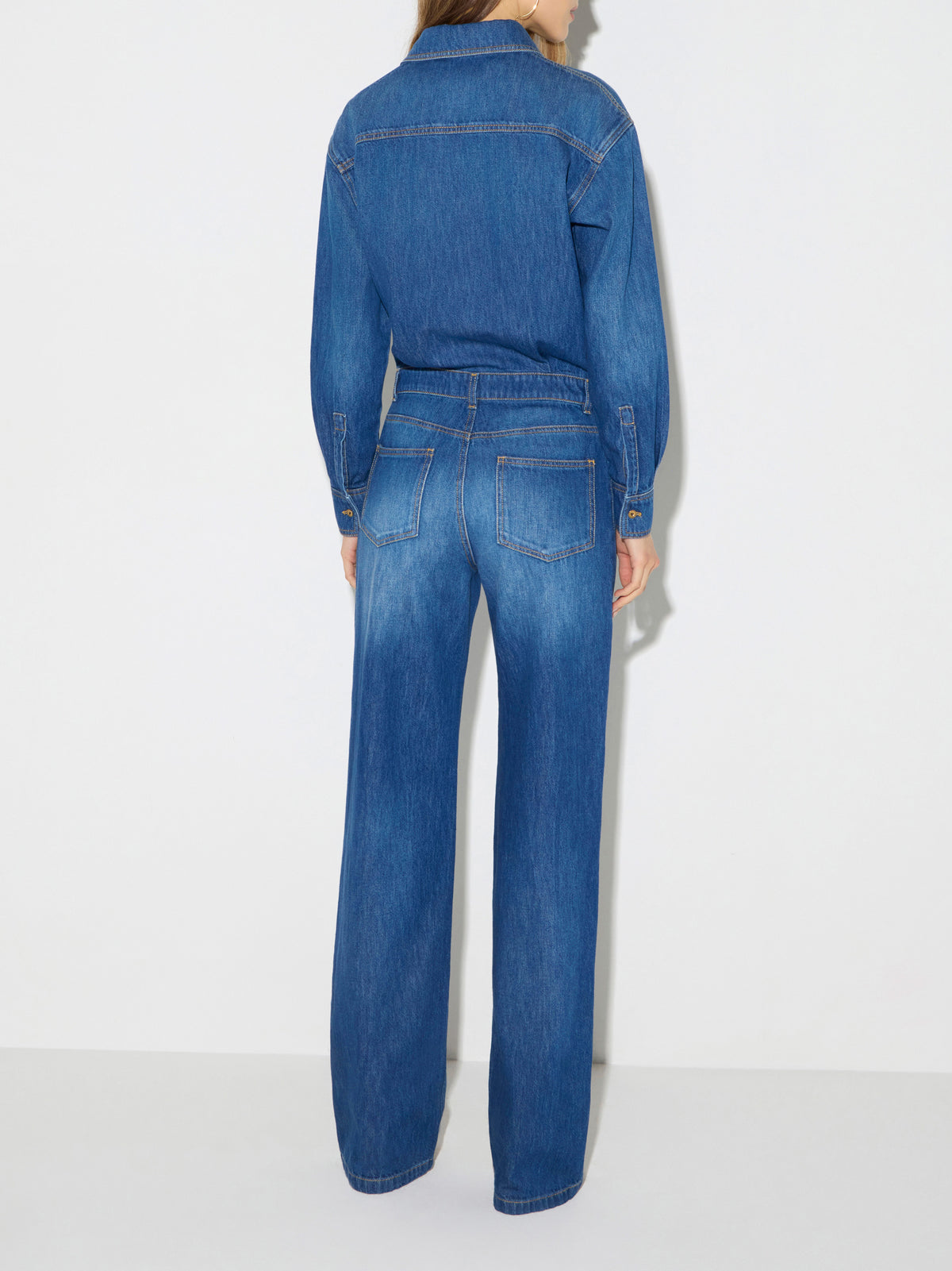 Denim jumpsuit with jewel padlock