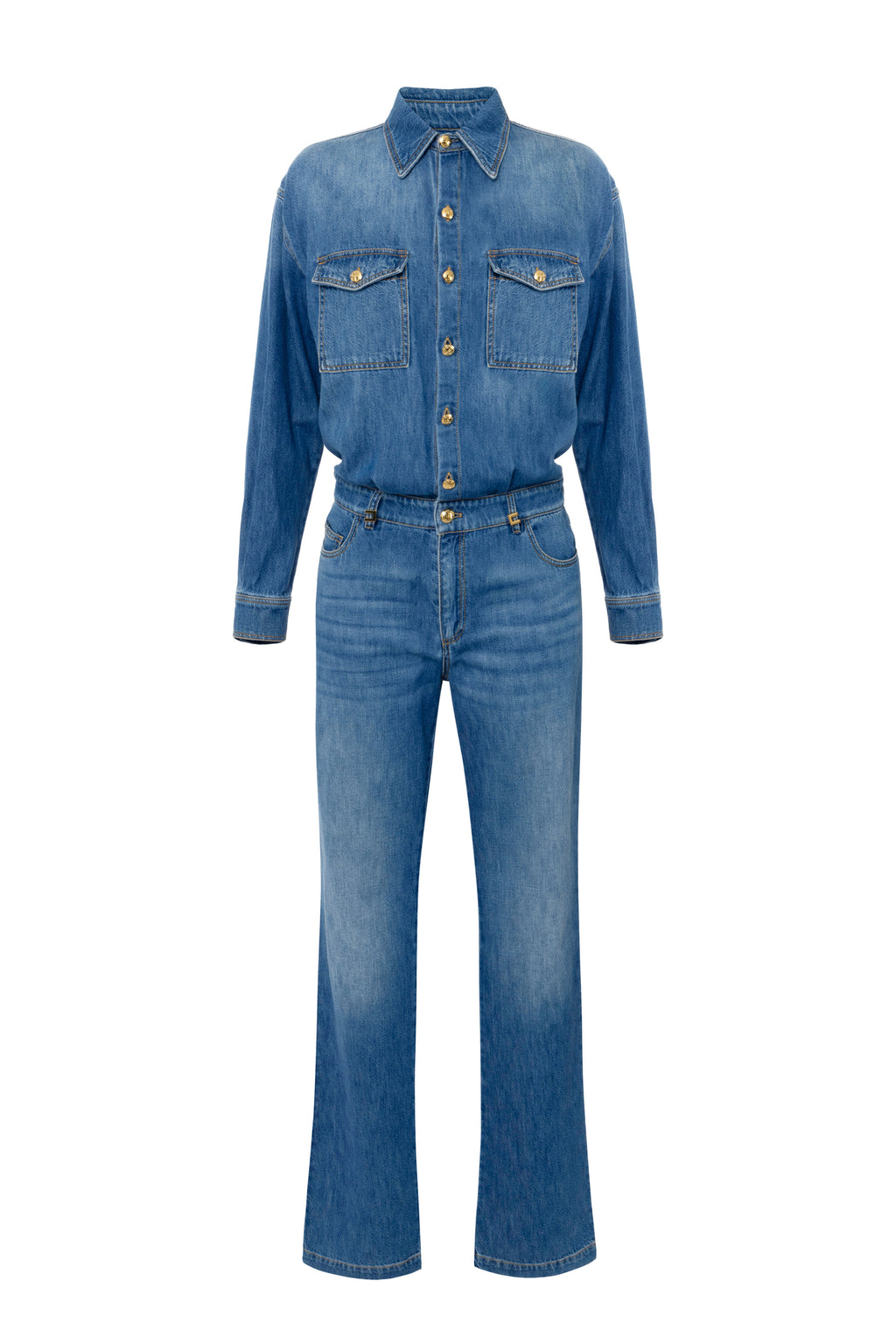 Denim jumpsuit with logo detail | LAST PIECE: 40