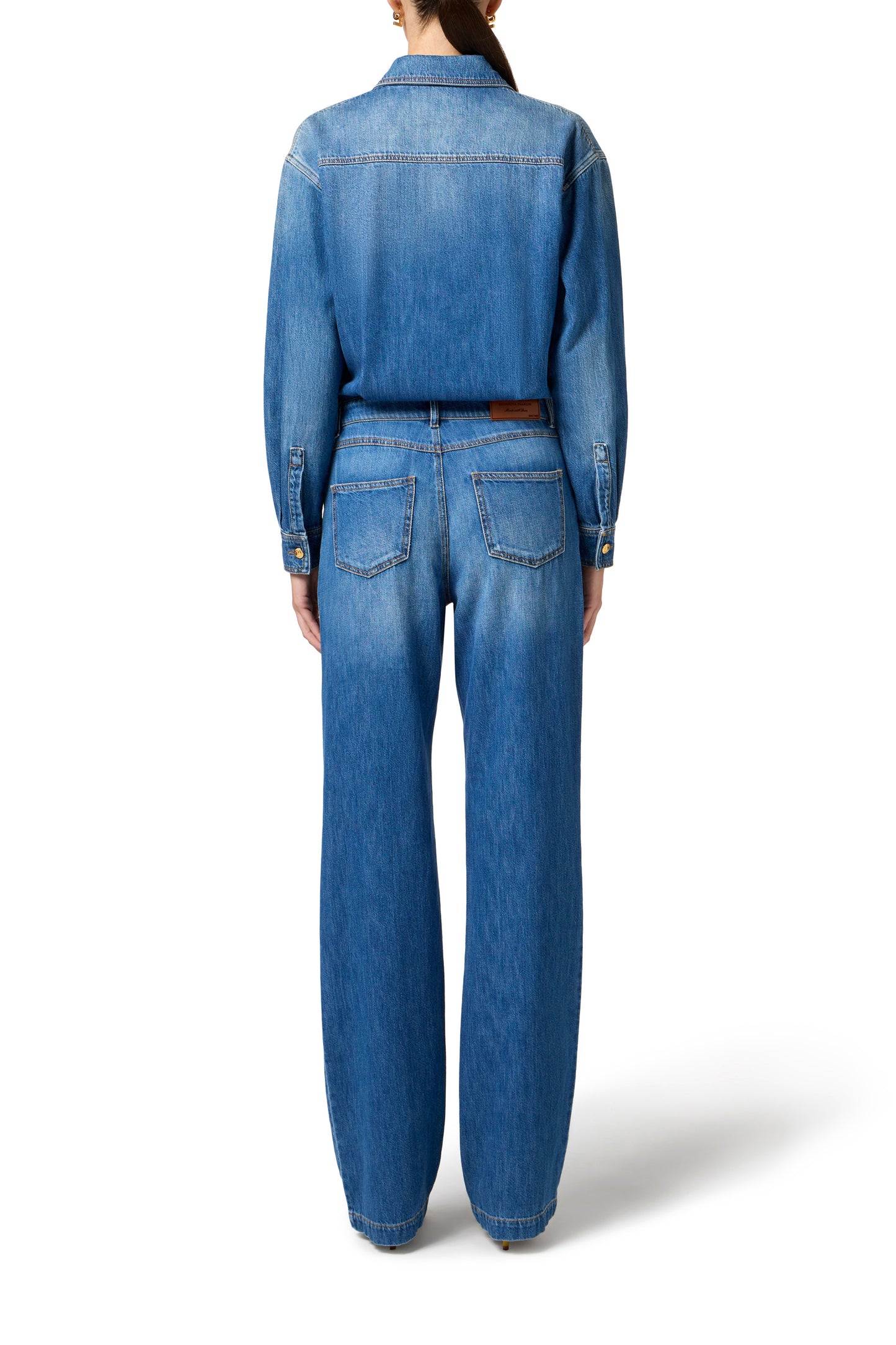 Denim jumpsuit with logo detail