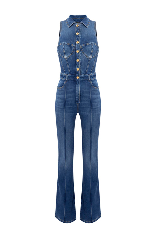 Denim bustier jumpsuit