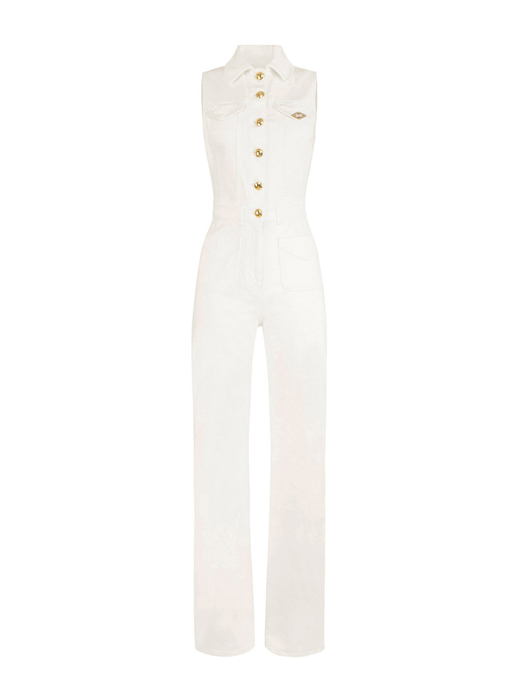 Denim jumpsuit with logo detail
