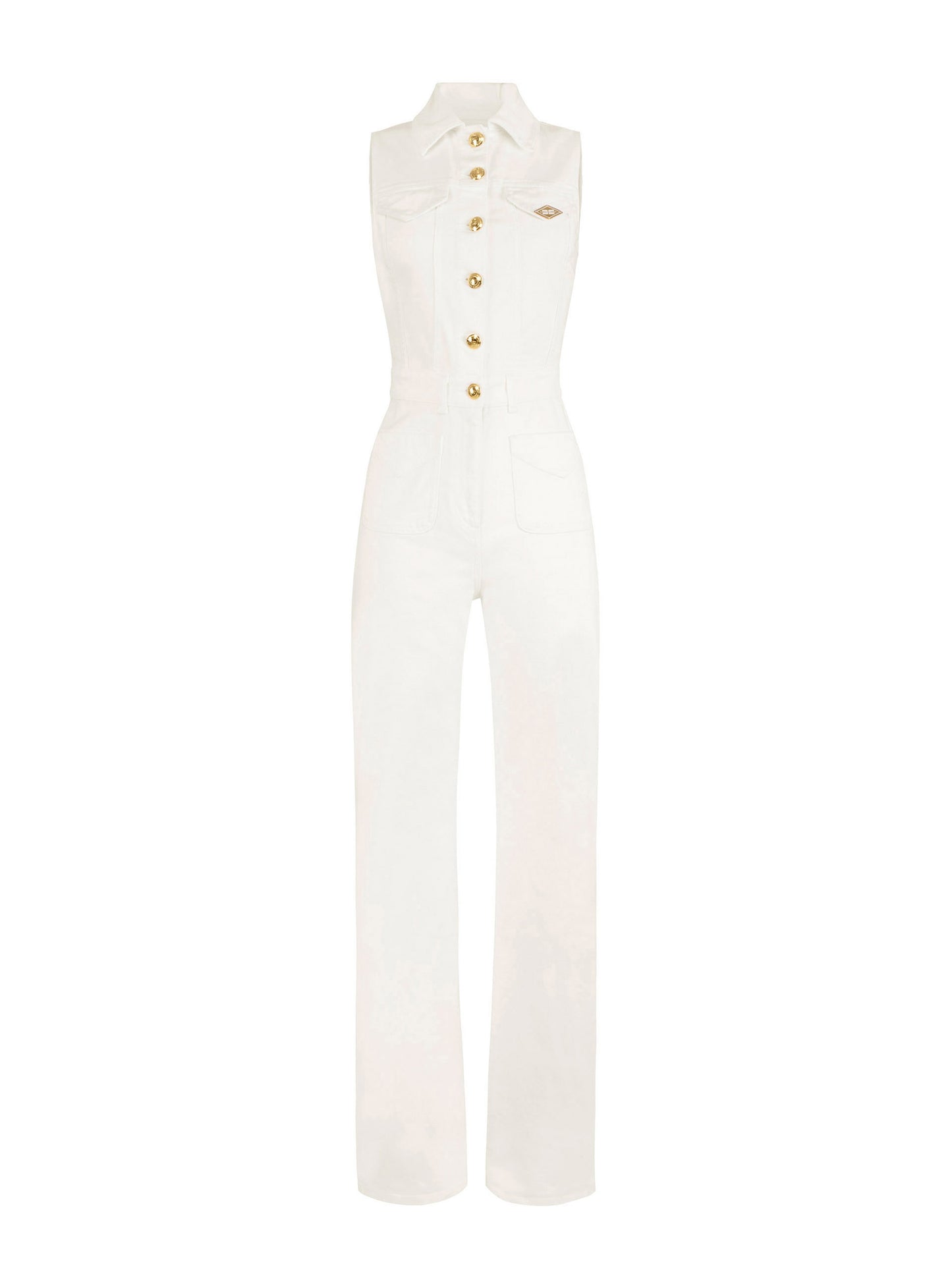 Denim jumpsuit with logo detail