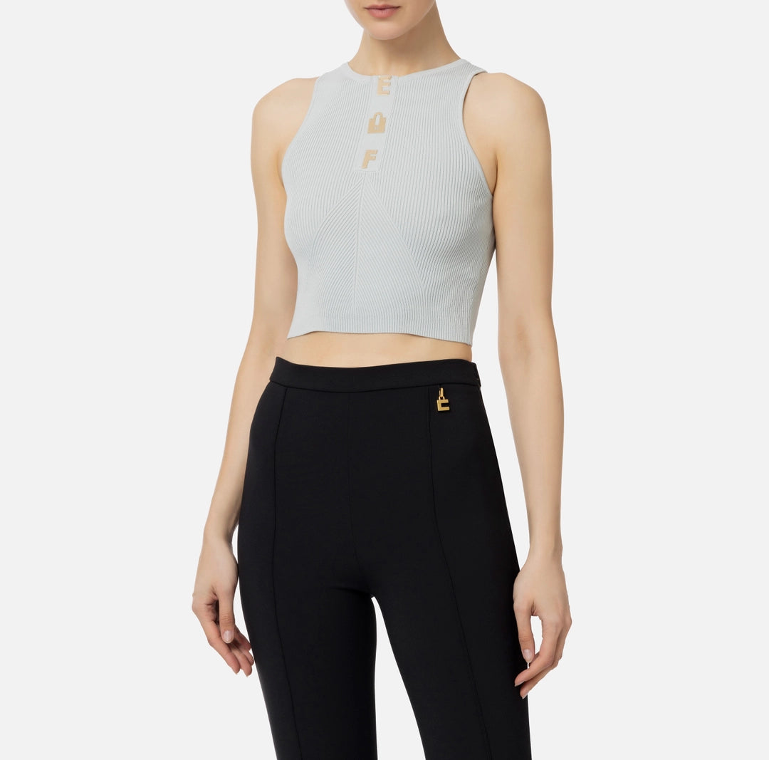 Viscose cropped top with lettering