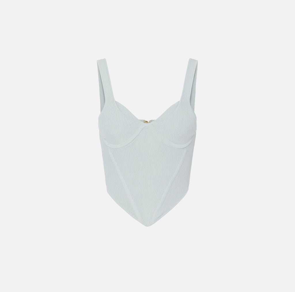 Fine ribbed viscose top with cups