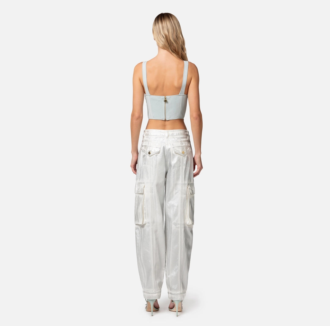 Fine ribbed viscose top with cups