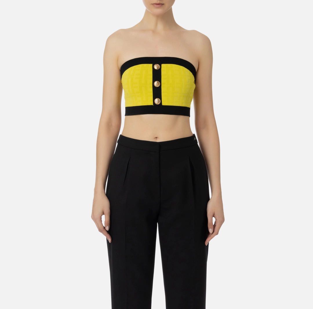 Embossed viscose bandeau top | LAST PIECE: 42