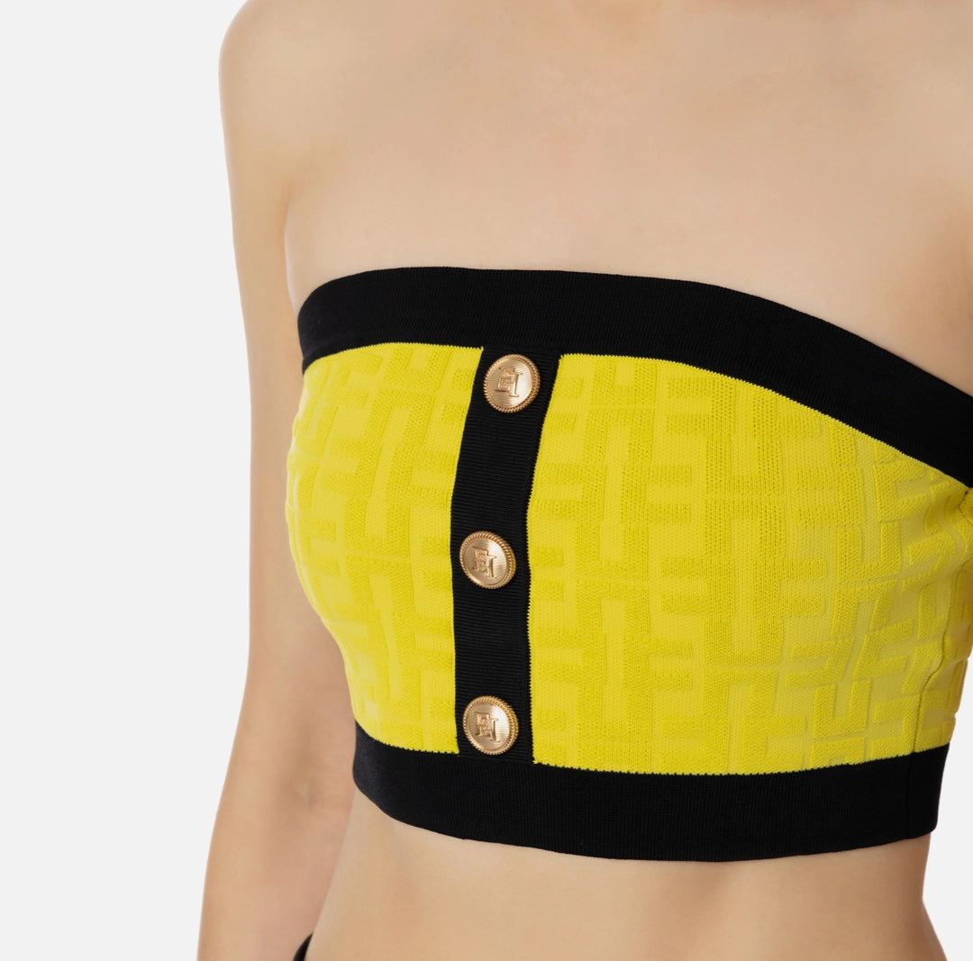 Embossed viscose bandeau top | LAST PIECE: 42
