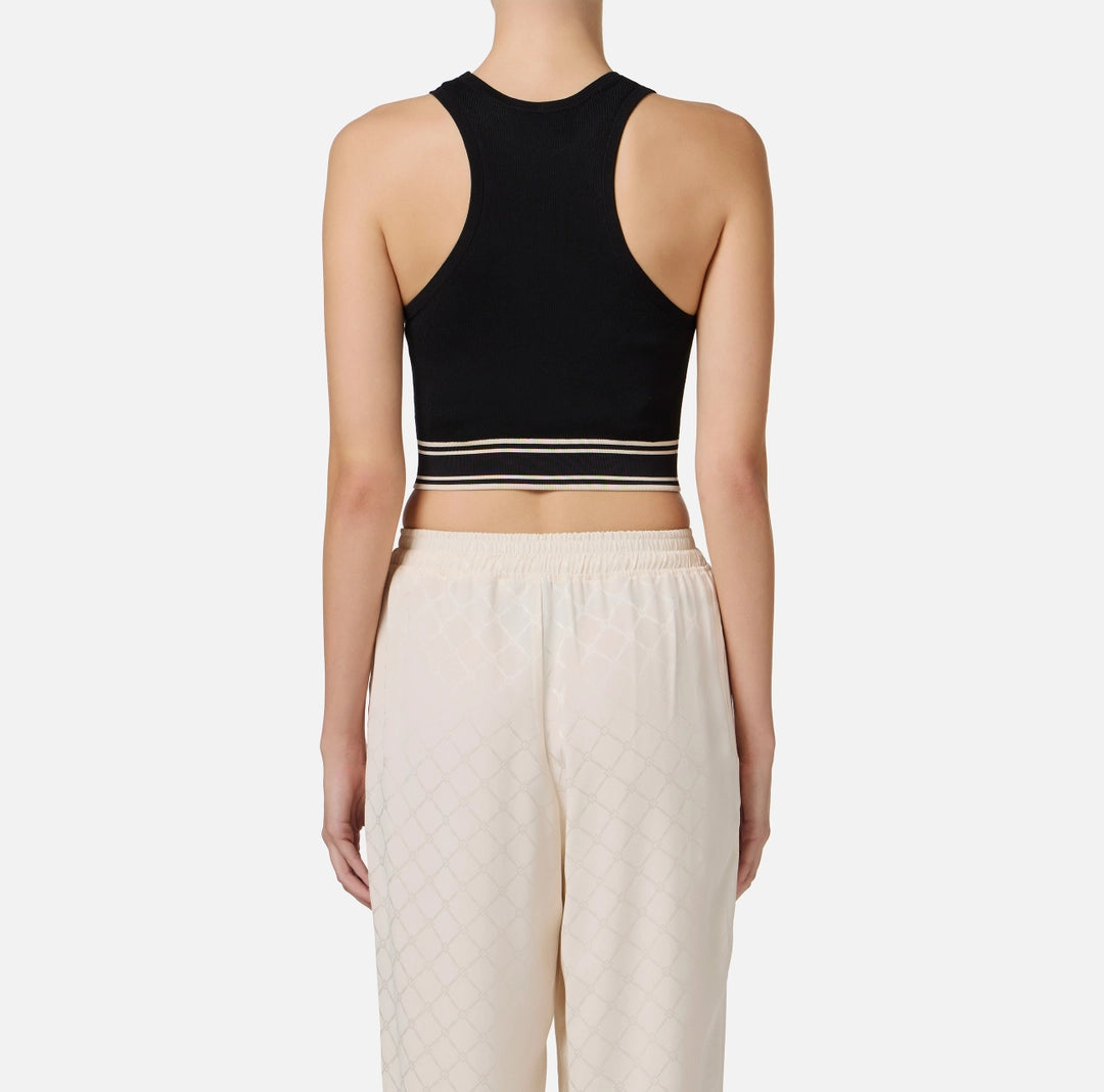 Viscose cropped top with contrasting bands