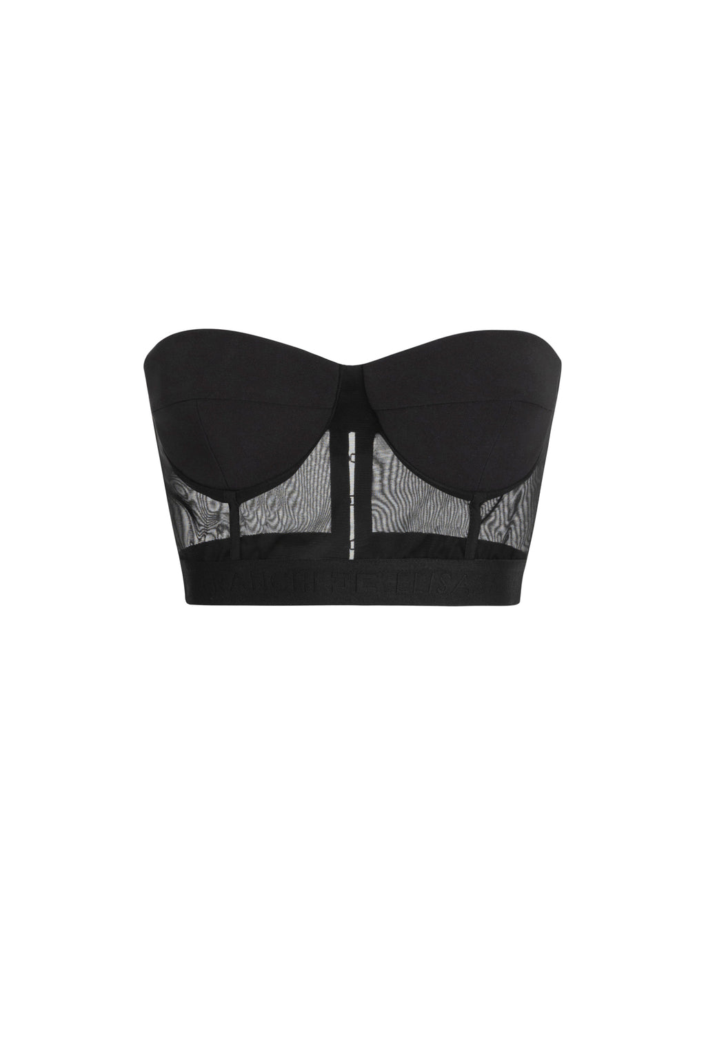 Balconette top in crêpe and tulle fabric with elastic band | LAST PIECE: 44