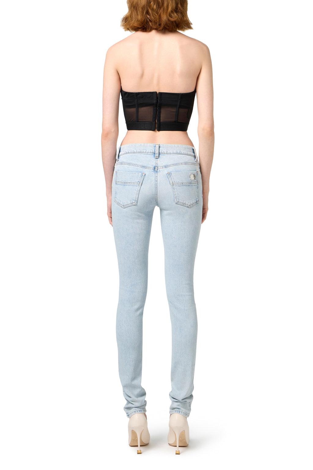 Balconette top in crêpe and tulle fabric with elastic band | LAST PIECE: 44