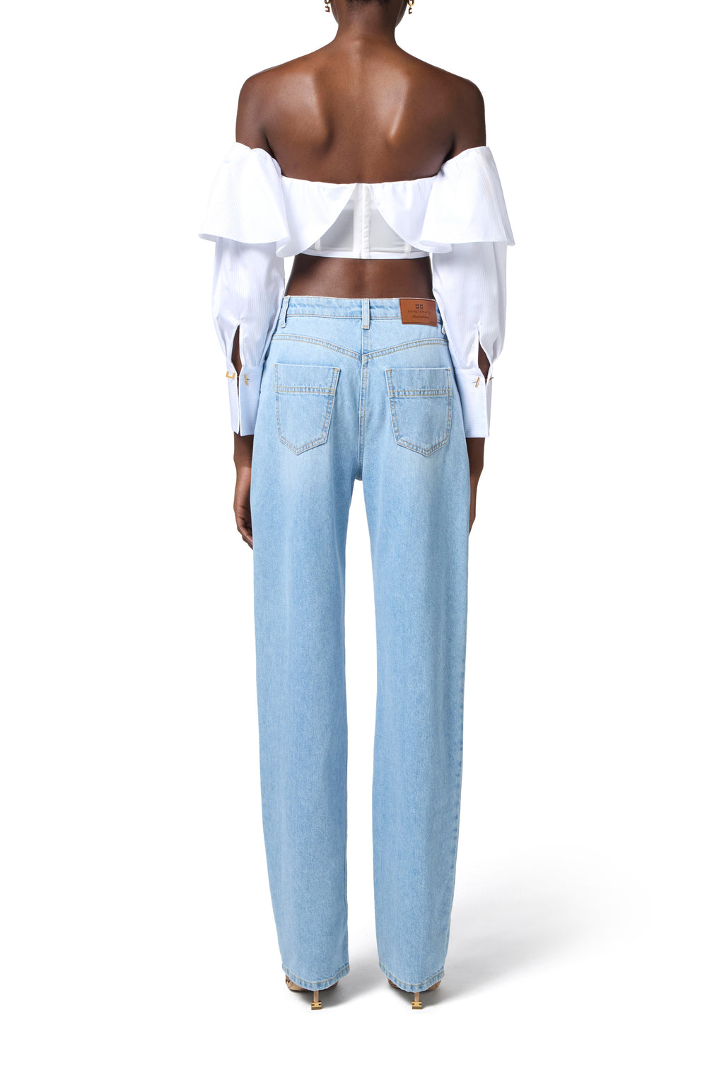 Top made of cotton and tulle with cufflinks | LAST PIECE: 40/42