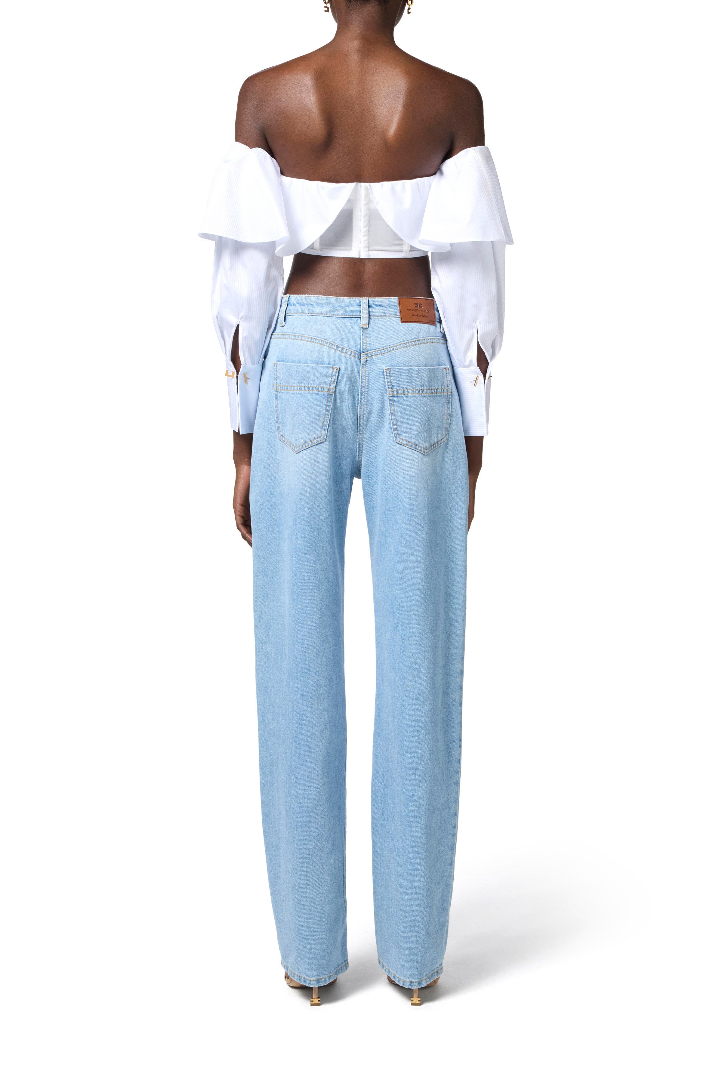 Top made of cotton and tulle with cufflinks | LAST PIECE: 40/42