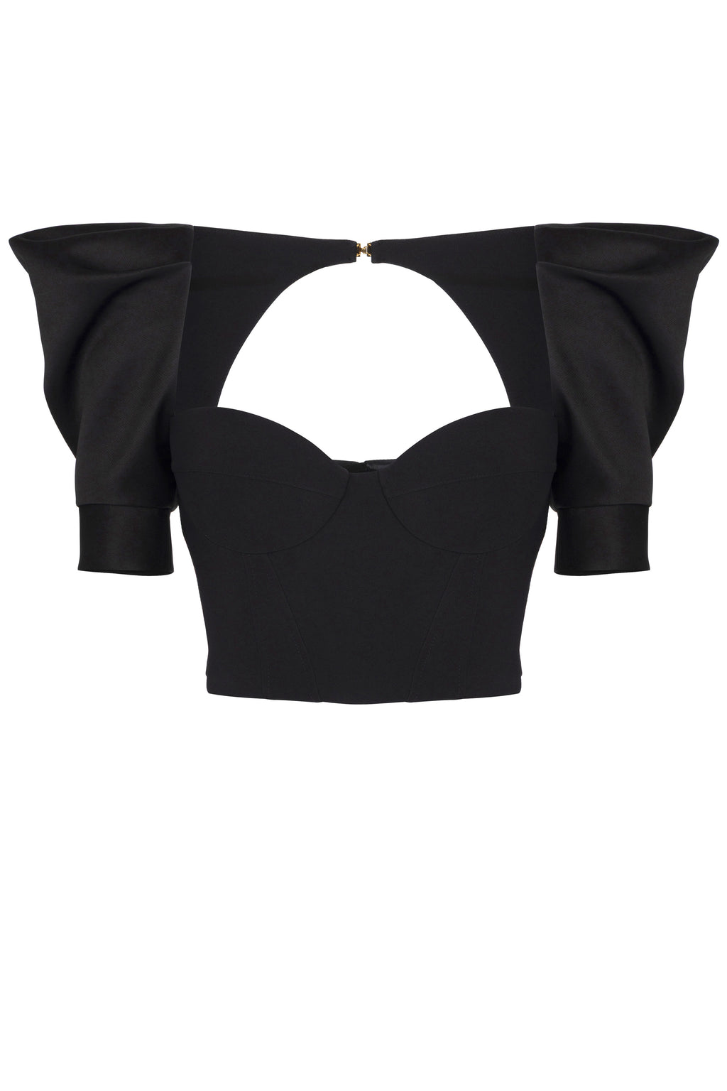 Top in crêpe and duchess satin fabrics
