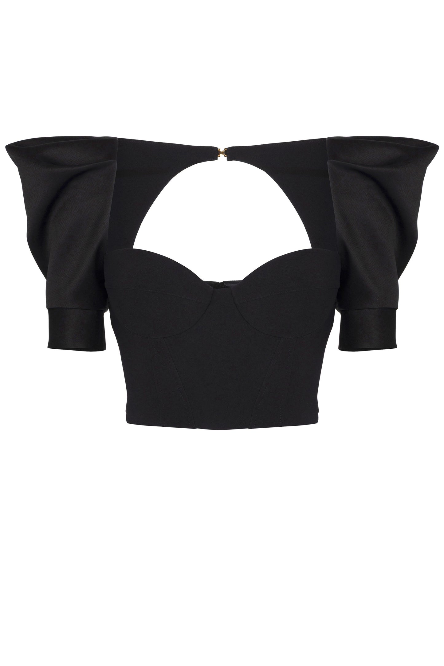 Top in crêpe and duchess satin fabrics
