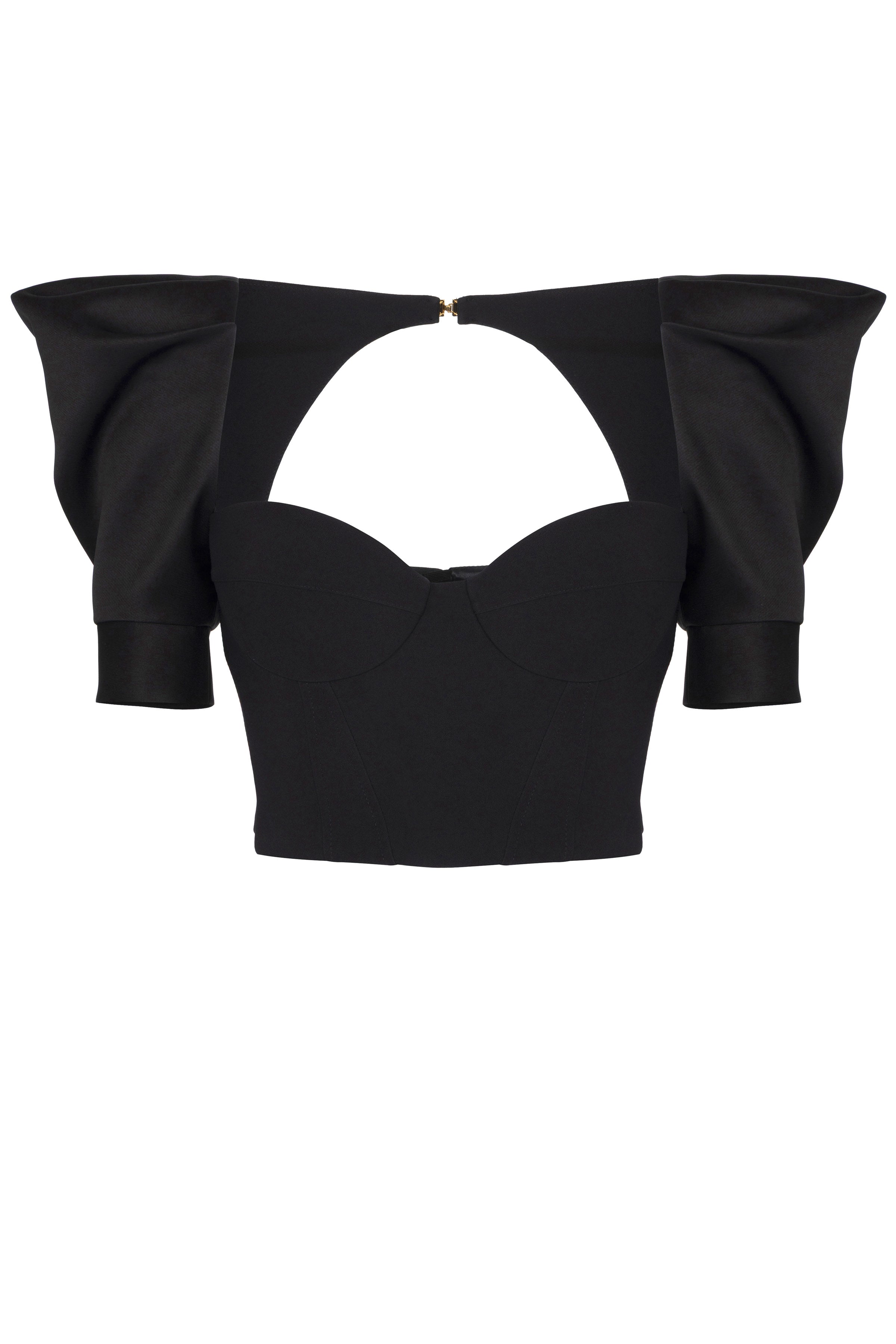 Top in crêpe and duchess satin fabrics