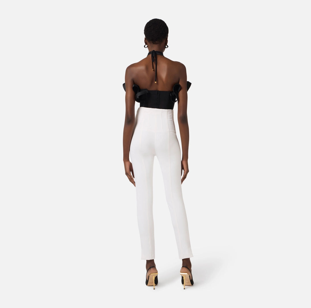 Satin top with maxi ruffle
