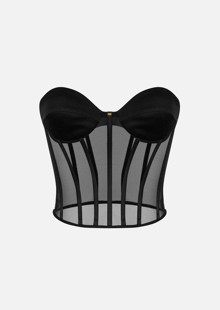 Tulle and satin bustier top