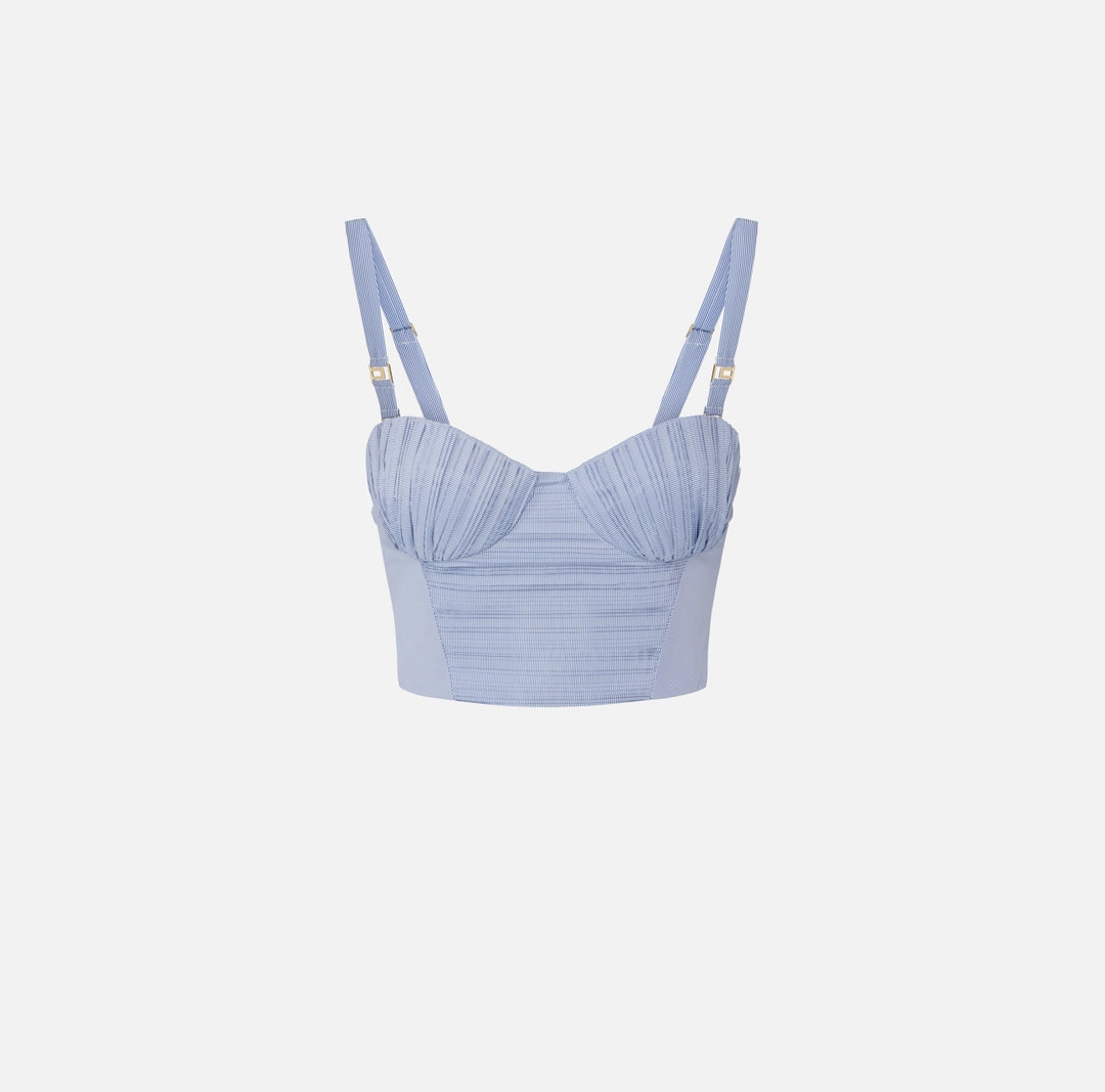 Striped nylon taffeta top