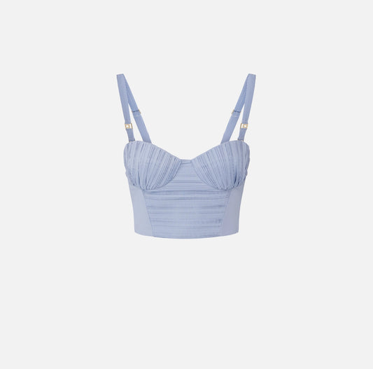 Striped nylon taffeta top
