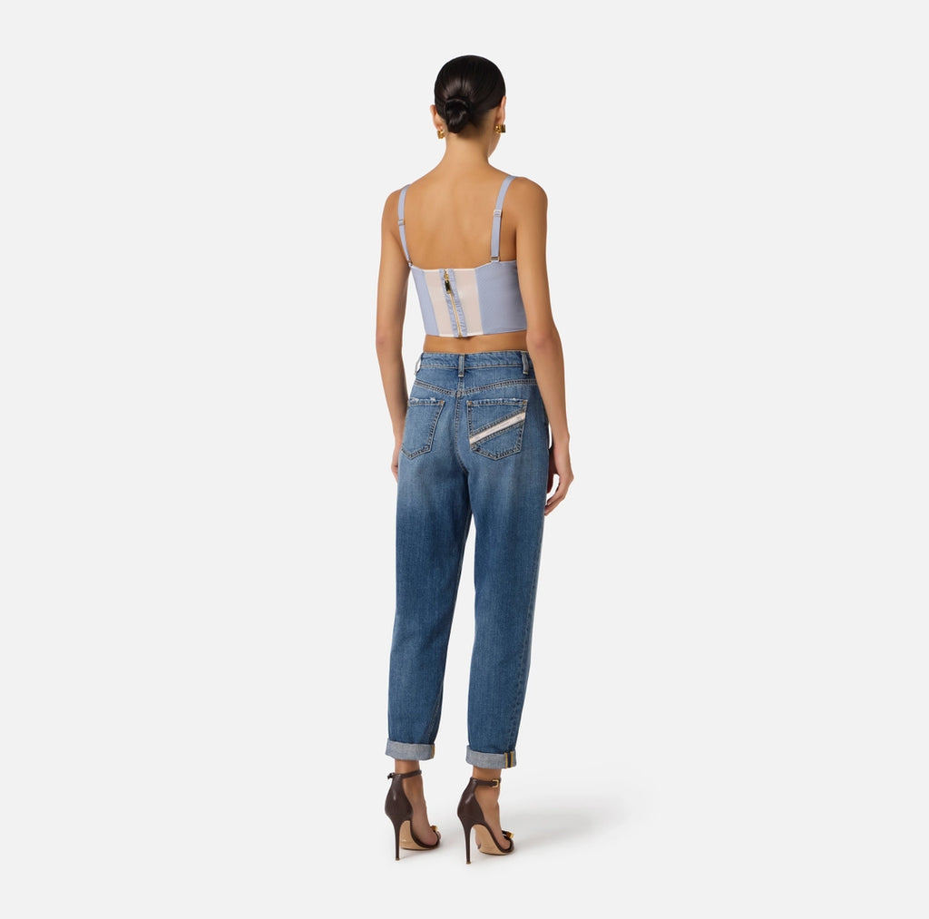 Striped nylon taffeta top