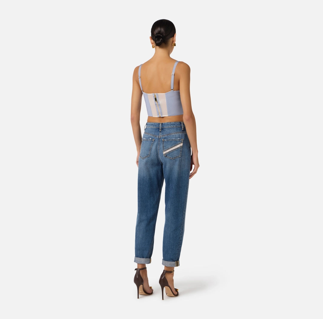 Striped nylon taffeta top