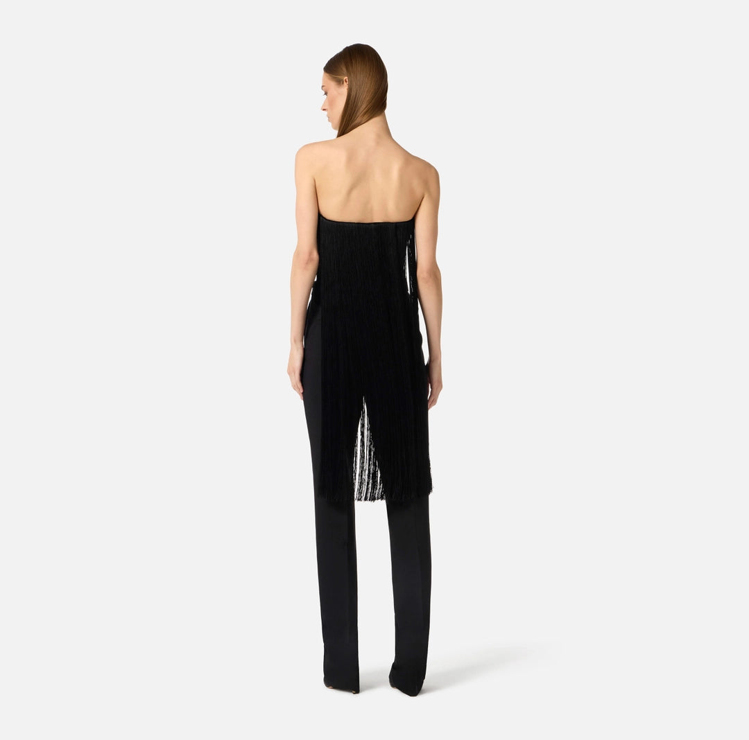 Tulle bustier top with fringes