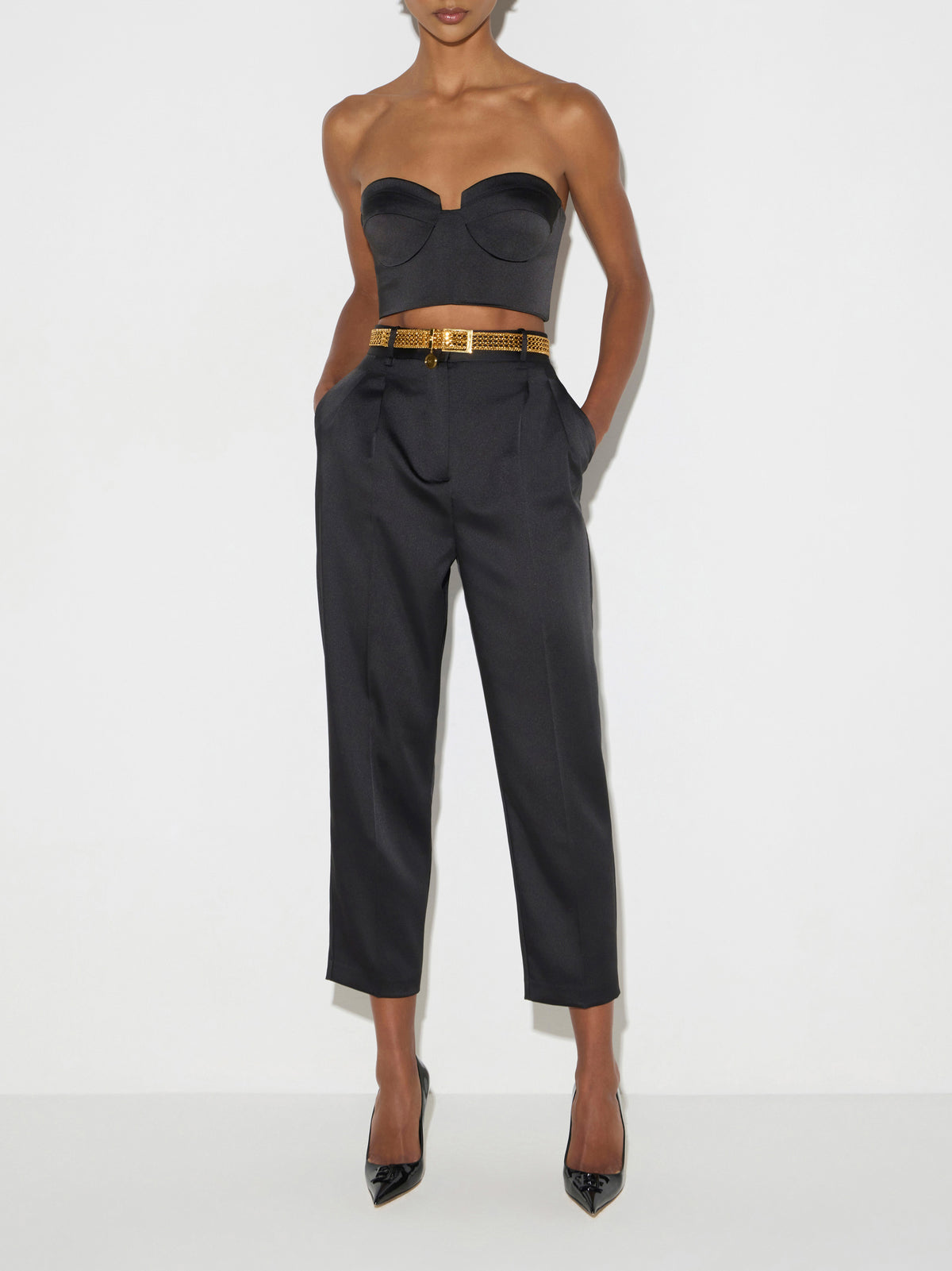 Stretch satin top