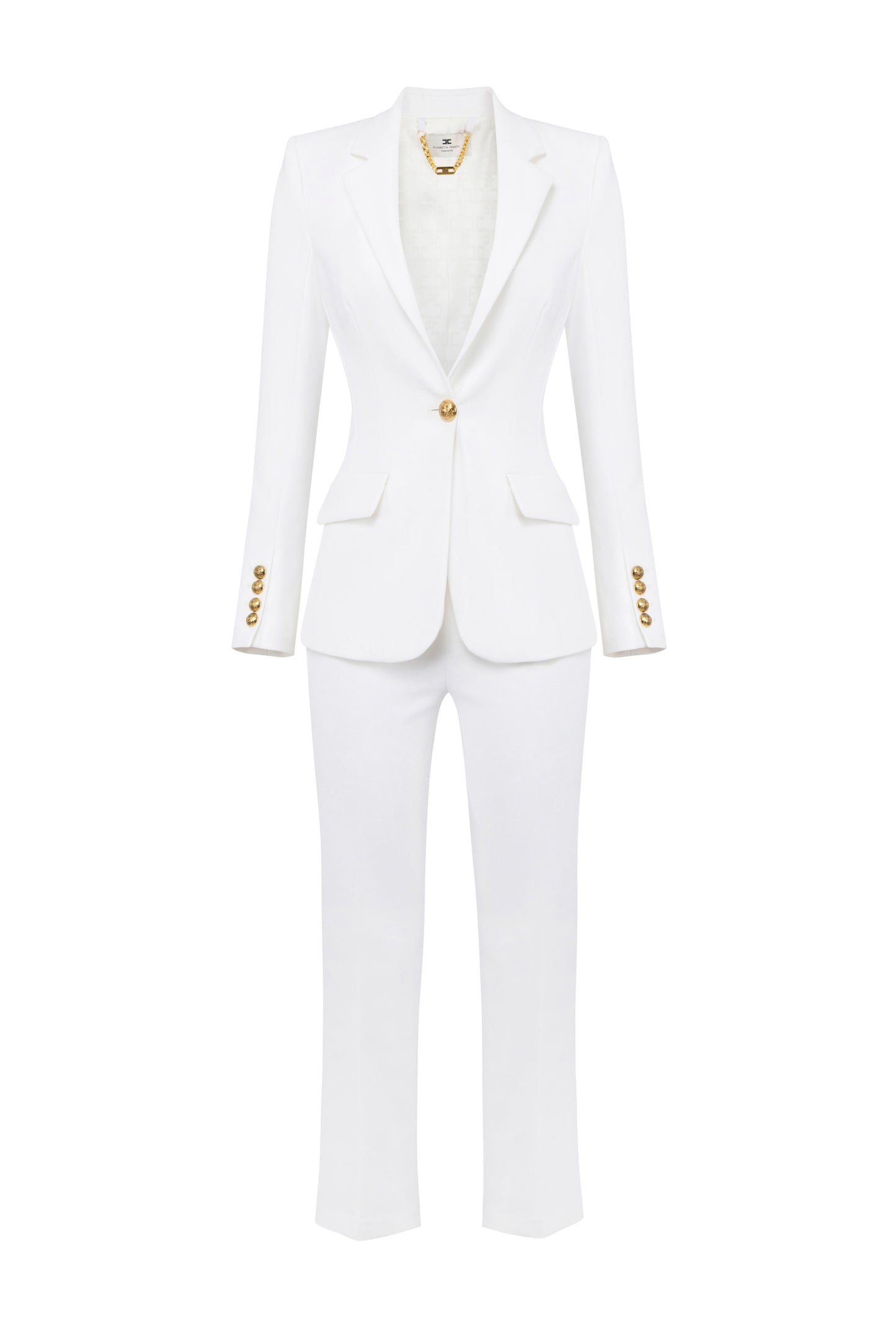 Single-breasted women’s suit in crêpe fabric