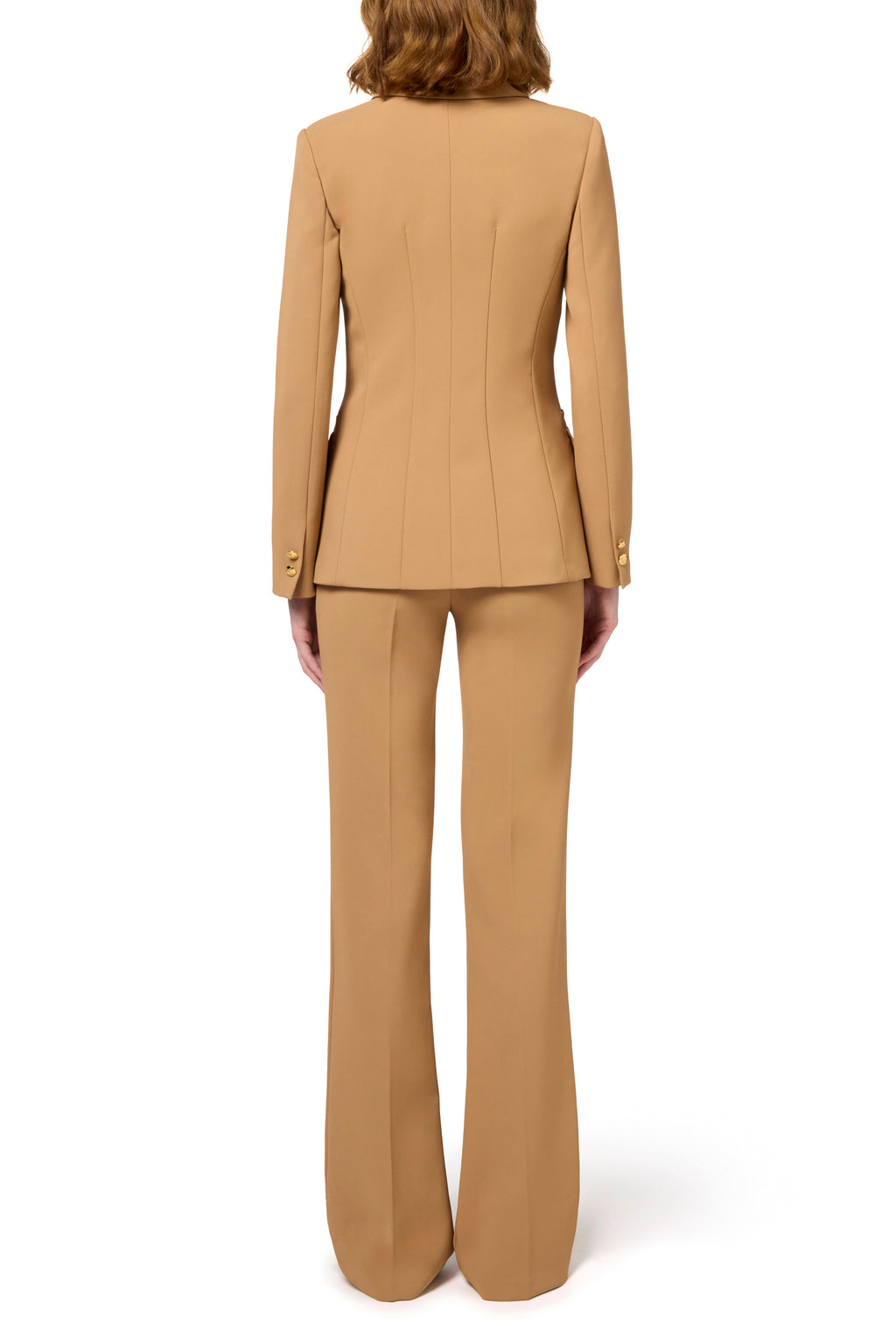 Stretch crêpe suit with fitted jacket and straight trousers