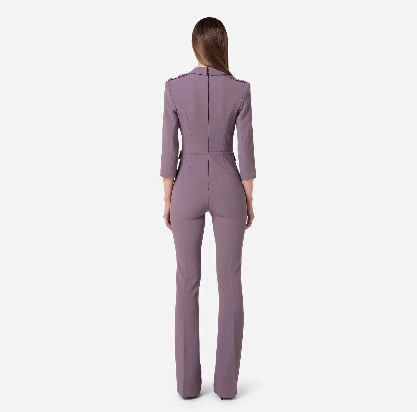 Double layer crêpe double-breasted jumpsuit