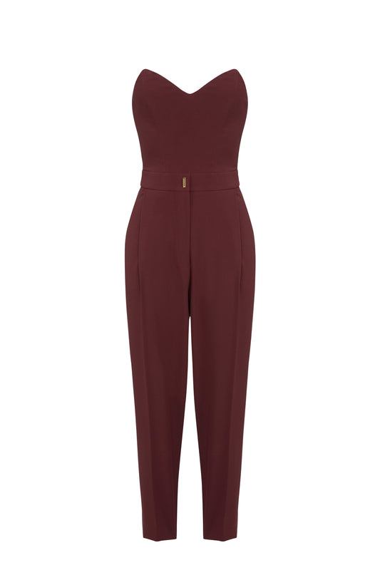 Jumpsuit in stretch crêpe fabric with bustier top