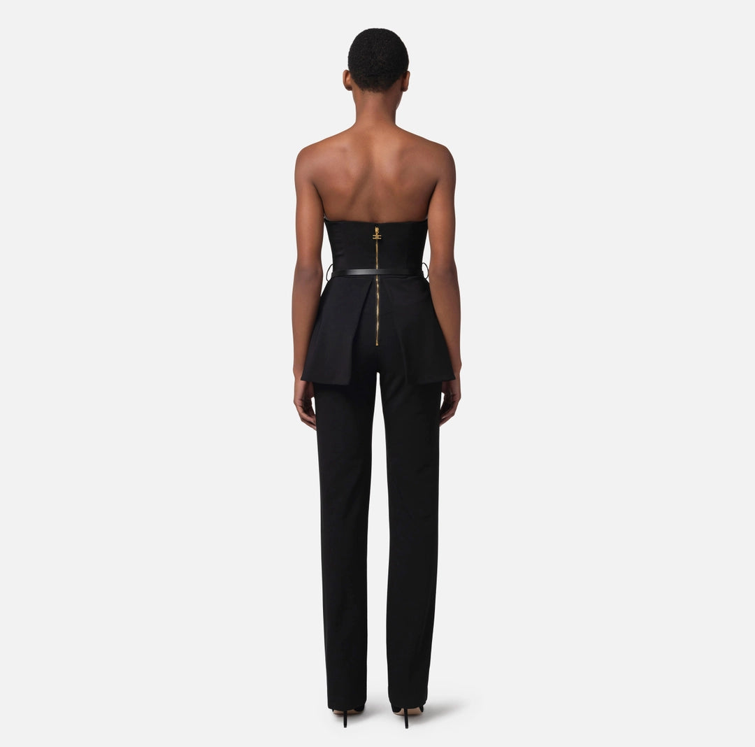 Technical fabric jumpsuit with bodice