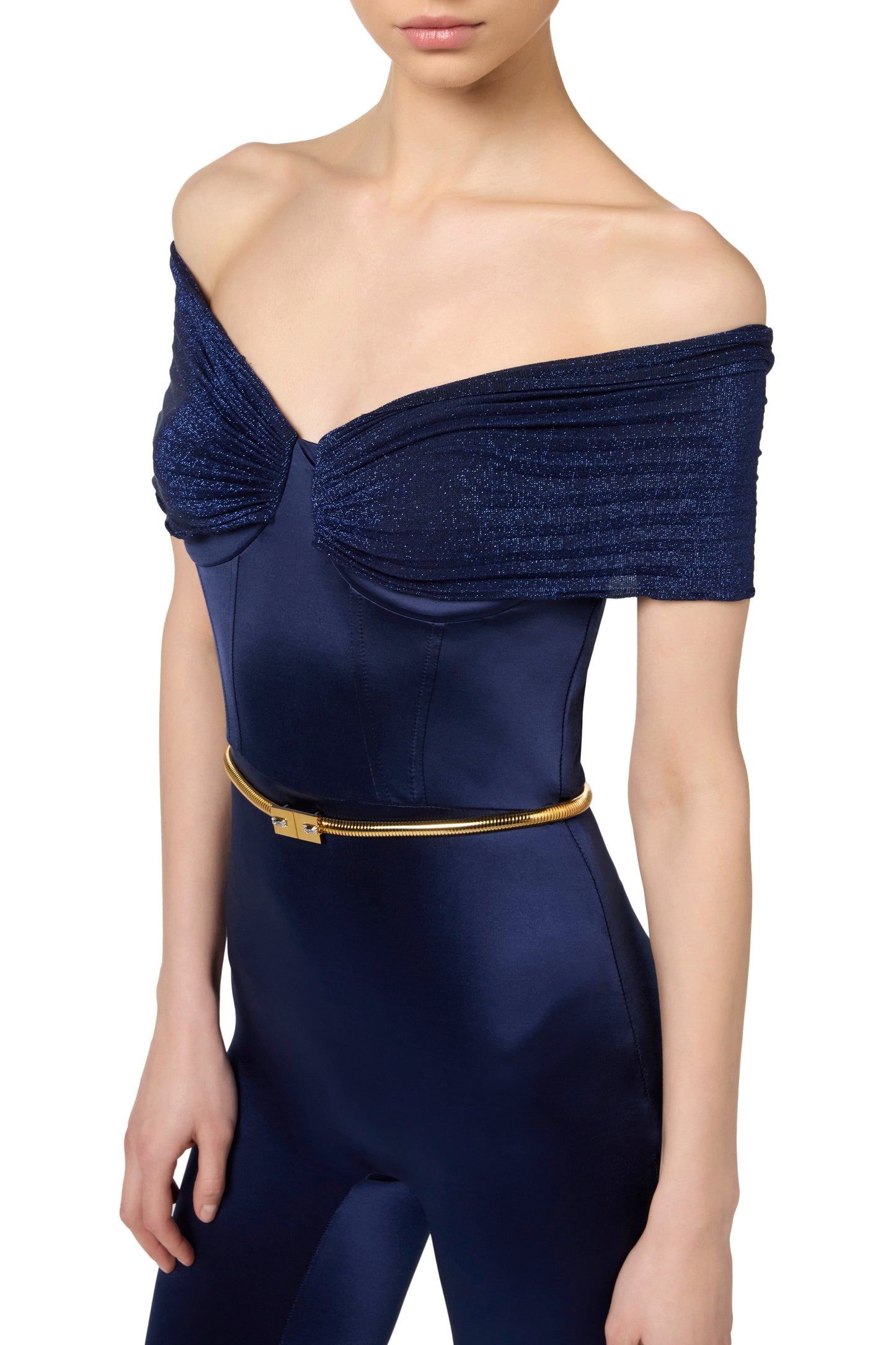 Bustier jumpsuit in Lycra fabric with belt