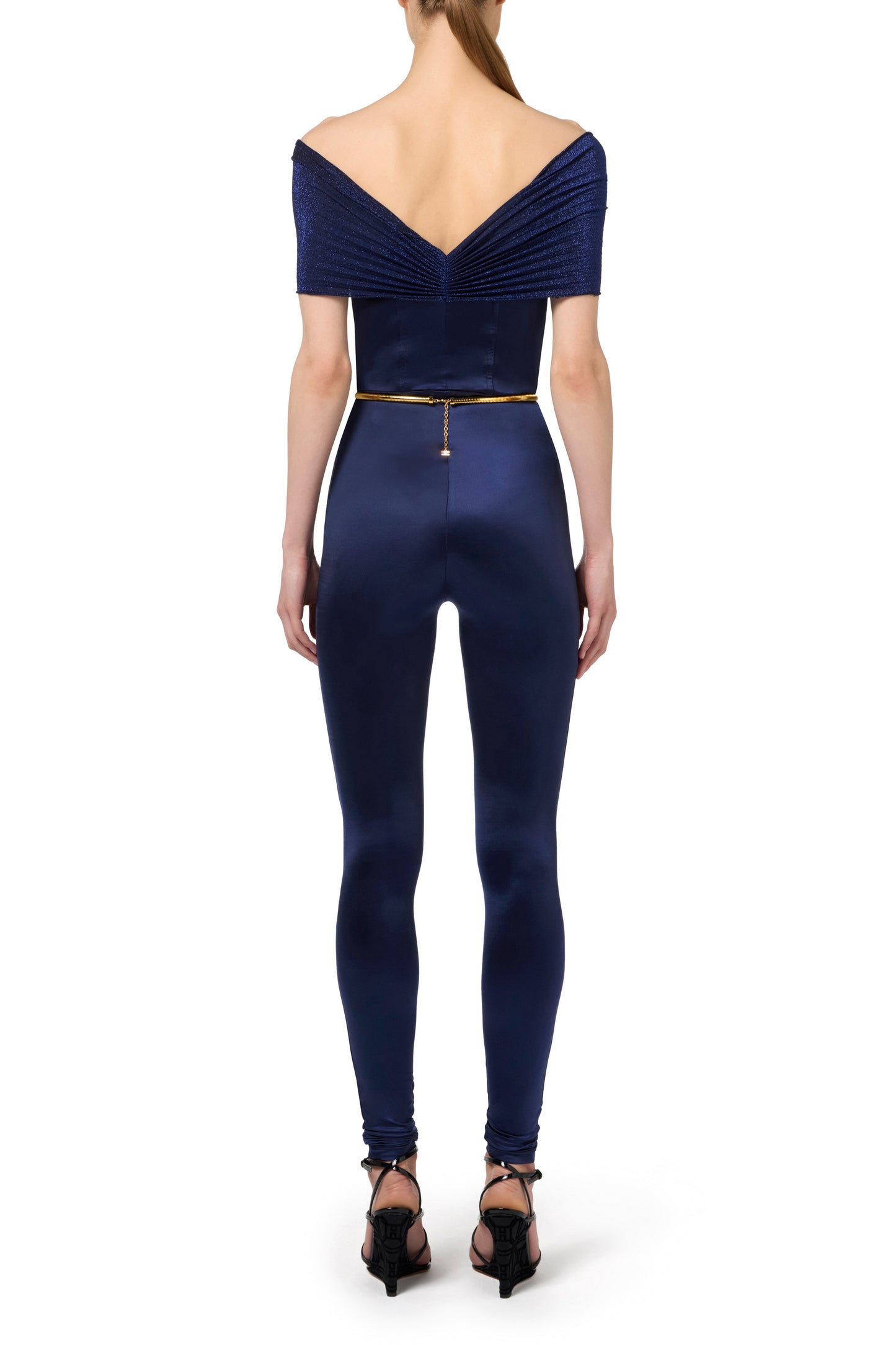 Bustier jumpsuit in Lycra fabric with belt