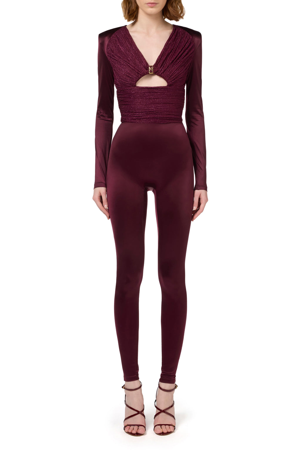 Shiny Lycra jumpsuit with pleated inserts | LAST PIECE: 42