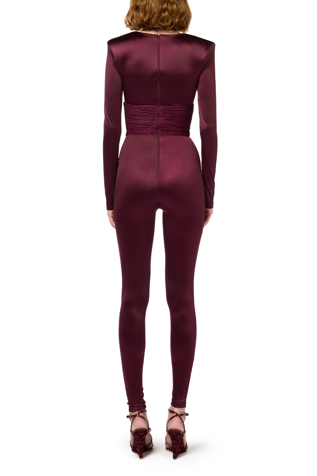 Shiny Lycra jumpsuit with pleated inserts | LAST PIECE: 42