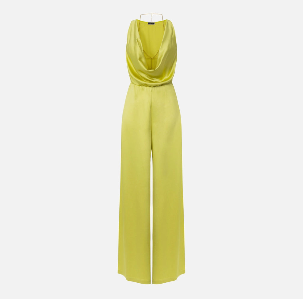 Flowing crêpe jumpsuit with bra accessory