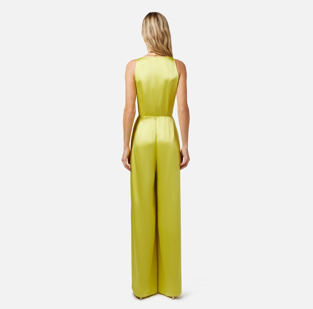 Flowing crêpe jumpsuit with bra accessory