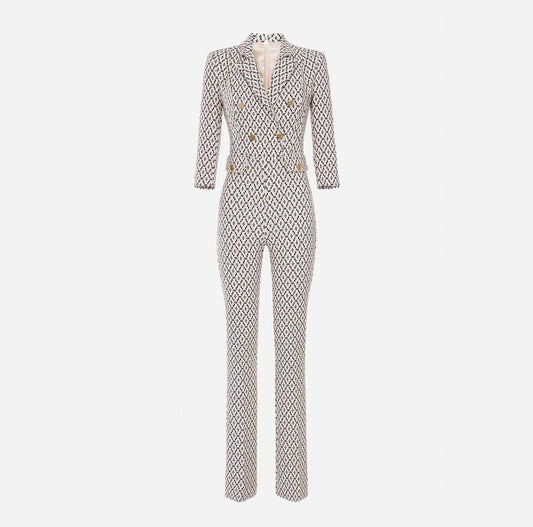 Printed double layer crêpe jumpsuit